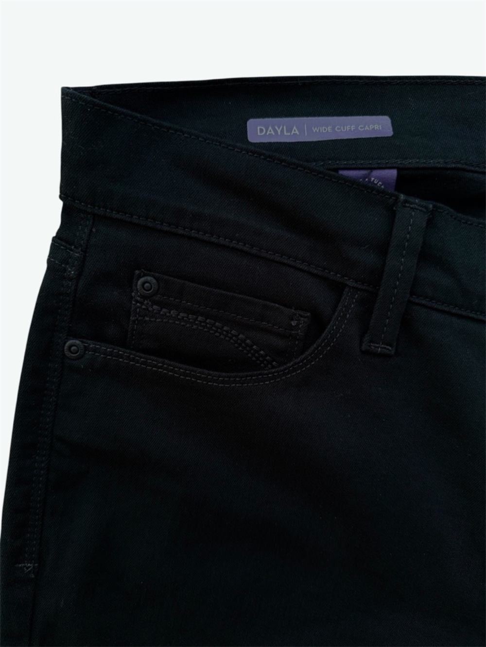 NYDJ Dayla Black Wide Cuff Capri High Rise Stretch Jeans ~ Women’s 10 - Picture 4 of 12